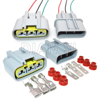  1 Komplektas 3 krypčių automobilio elektrinis PCB lizdas su gnybtais ir guminiais sandarikliais QLW-A-3F-B QLW-A-3F-GR automobilių sandari jungtis