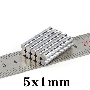 10-1000vnt 5x1mm magnetas mažas apvalus magnetas Stiprūs magnetai Retųjų žemių neodimio magnetas 5*1mm