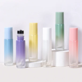 10ml Pink Purple Blue Green White Roll on Roller Bottle for Essential Oil Refillable Perfume Bottle Glass Container Makeup buteliukai