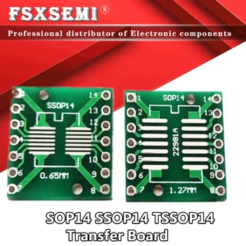  10vnt SOP14 SSOP14 TSSOP14 į DIP14 Pinboard SMD į DIP adapteris 0.65mm / 1.27mm iki 2.54mm DIP Pin Pitch PCB perdavimo plokštė