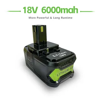  18V batterie for Ryobi P108 P102 P103 P104 P105 P109 pakaitinis akumuliatorius Akumuliatorinis gręžtuvas 6000mAh 18 voltų ONE+ akumuliatorinis įrankis