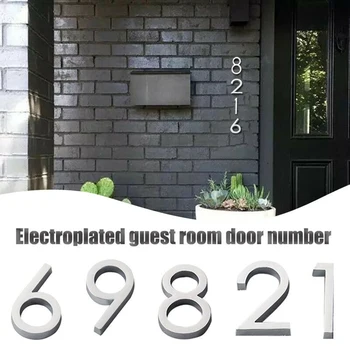  1pc 3D skaitmenų durų plokštelė Namo stalčius Ženklas Dengimo vartų skaitmenys Nuo 0 iki 9 Plastikinė numerio žyma Viešbučio namų lipdukas Adreso durų etiketė