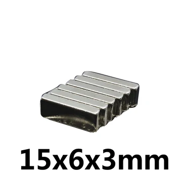  20/50/100vnt 15x6x3 mm N35 mažas blokas Galingi magnetai Super neodimio magnetas 15x6x3mm Stong NdFeB nuolatinis magnetinis 15*6*3 mm