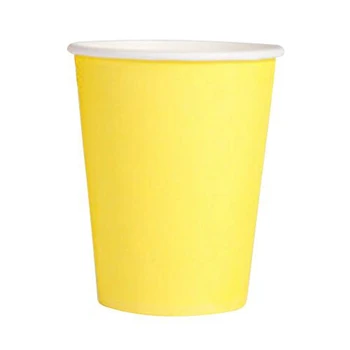  20 Popieriniai puodeliai (9oz) - paprastos vientisos spalvos Gimtadienio vakarėlio stalo reikmenys Maitinimas(geltona)
