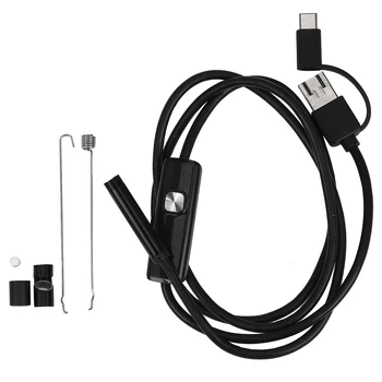  3-in-1 pramoninis endoskopas Gręžinio tikrinimo kamera įmontuota 6 šviesos diodai IP67 vandeniui atsparus C tipo USB endoskopas, skirtas Android Smartph