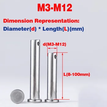  304 SS kaištis / plokščios galvutės cilindrinis kaištis su skylės nustatymo kaiščiu M3-M12