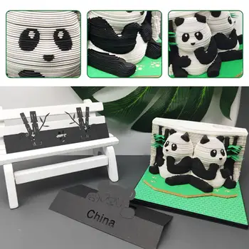  3D užrašų knygelė Dvi Panda Treehouse Art Notepads 2024 3D Pad Biurai Blokuoti atmintinės užrašus Kalėdinės dovanų pastabos Popierinis gimtadienis T3L6