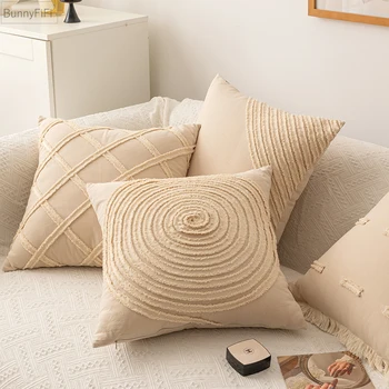  45x45cm Užvalkalas Smėlio spalvos pagalvės pagalvės užvalkalas Kutai Vientisa medvilnė Linas namų dekoravimui Sofa-lova Kėdė Svetainė Miegamasis Sofa