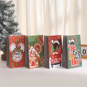  5Pcs Gift Kraft popierinis krepšys Nešiojami saldainiai Spausdinti Sniego senis Kalėdų Senis Vaikų šventės Laimingų metų reikmenys