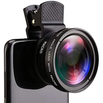  5vnt Fish Eye Phone Lens, 0.45X Telefonas su HD fotoaparatu Makro spaustuko objektyvas Plataus kampo objektyvas Mobiliojo telefono kamerai