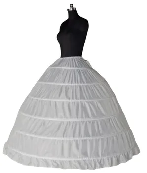  6 Hoops Petticoats Šurmulys dėl kamuolinės suknelės Vestuvių aksesuarai Pigūs apatiniai sijonai Baltos moterys Petticoats Pasiruošę išsiųsti