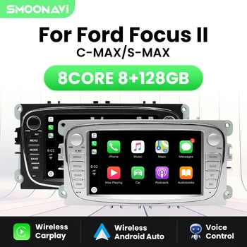  AI Voice Wireless Carplay Automobilinis radijas Ford Focus 2 3 mk2 Mondeo 4 Kuga Fiesta Transit Connect S-MAX C-MAX Galaxy DSP Android12