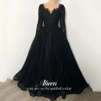  Aileen gotikinė vestuvinė suknelė Nėrinių kamuoliniai chalatai Juoda linija Moteriška vakarinė suknelė Elegantiškos vakarinės suknelės moterims 2024 Prabangus prom