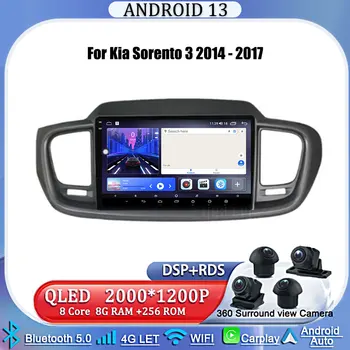  Android 13 Automobilinis radijas Kia Sorento 3 2014 - 2017 Multimedijos grotuvas Navigacija Stereo GPS Carplay Auto No 2Din DVD