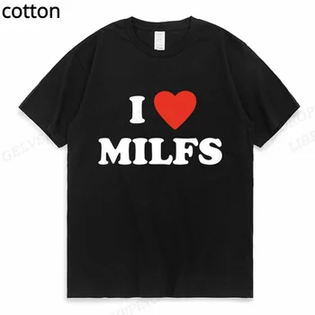  Camiseta de I Love MILFS para hombre y mujer, a la moda Camisa de algodón, Tops de Hip-Hop para niño y mujer, Tops Unisex de ver