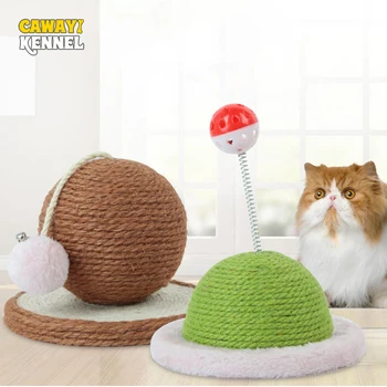  Cawayi Veislyno naminių gyvūnėlių žaislų rutulio formos sizalio grandiklis šlifavimo nagų kačiukų žaislai su varpelio kamuoliu padaryti katę juokingą naminių gyvūnėlių reikmenis D2042