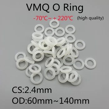  CS 2.4mm poveržlės Baltas silikonas VMQ O žiedinė tarpinė Maisto kokybės sandarinimas Vandeniui atsparūs izoliuoti guminiai silicio žiedai 10vnt
