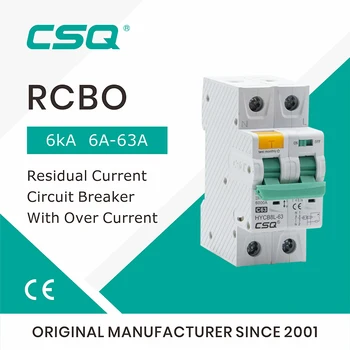  CSQ A tipo RCBO 1P + N 6A 10A 32A 63A 6KA elektromechaninis nuolatinės srovės jungiklis su apsauga nuo per didelės srovės ir nuotėkio