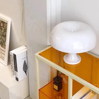  Danijos USB oranžinė grybų stalinė lempa Ornamentinė šviesa lovos kambario vidaus apšvietimui Stalinės lempos Dekoravimo apšvietimas