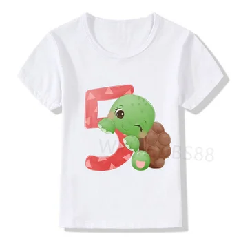  Dinozaurų gimtadienio marškinėliai Numeris Marškinėliai Gimtadienis Vaikai Top Tee Vakarėlio marškinėliai Dinozaurų dovana Mada Baby Boy drabužiai