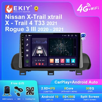  EKIY X7 Android 10 automobilių radijas Nissan X-Trail Xtrail X - Takas 4 T33 2021 Rogue 3 III 2020 - 2021 Navi GPS Carplay multimedija
