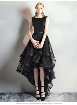  Elegantiška vakarinė suknelė 2024 Nauja juoda O-Neck berankovė A-Line Prom chalatai Blizgučiai Floor-Length Fashion Vestidos de Fiesta D10176