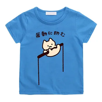  Everyday One Cat Mados marškinėliai trumpomis rankovėmis Mieli anime marškinėliai Minkštas animacinis filmas Berniukai/mergaitės 100% medvilniniai High Street marginti marškinėliai