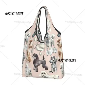  Fashion Printed Poodle Mouth Face Tote Shopping Bag Portable Shopper Shoulder Oodles Of Poodles Veido rankinė