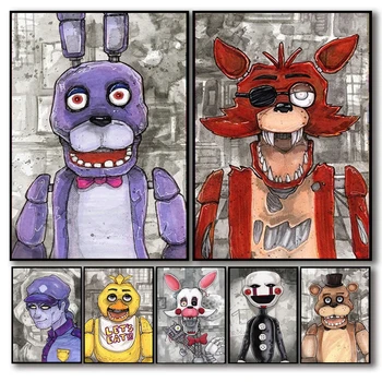  Freddy's Five Nights FNAF-Ultimate Group Game Series Canvas Painting HD Print Wall Art Pictures Bedroom Playroom Home Decoration