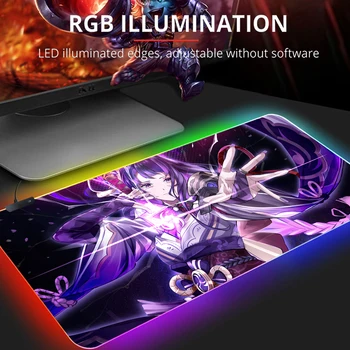  Genshin Impact Xxl Mouse Pad Gamer Raiden neslystantis kilimėlis RGB žaidimų nešiojamas kompiuteris Kompiuterių priedai Mausepad Deskmat Mousepad Kilimėliai Kompiuteris
