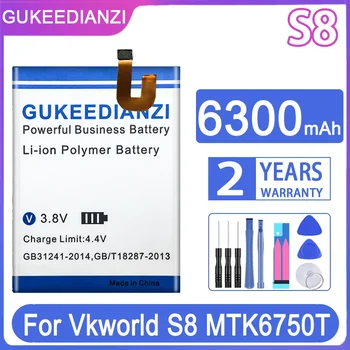  GUKEEDIANZI pakaitinė baterija S 8 6300mAh Vkworld S8 MTK6750T baterijoms + nemokami įrankiai