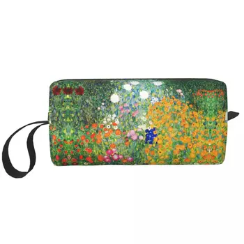  Gėlių sodas Autorius Gustavas Klimtas Kosmetikos krepšys Moterys Mada Didelės talpos Tapyba Menas Makiažo dėklas Grožio saugykla Tualeto reikmenų krepšiai