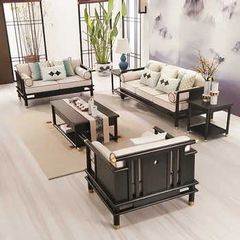  Individualizuota nauja kiniško stiliaus sofa modernus kiniško stiliaus medžio masyvo sofos derinys parduoda biuro vilą Zen baldai