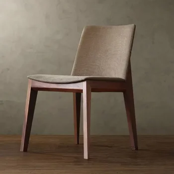  Individualizuota šiaurietiška medžio masyvo valgomojo kėdė Pagrindinis Modernus Paprastas Natūralios odos Linas Fotelis Laisvalaikio kėdė Pieno arbatos parduotuvės kėdė