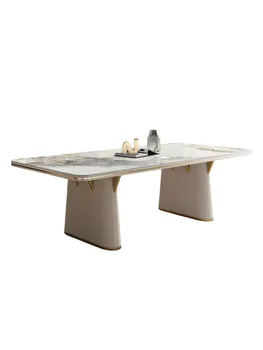  Italija lengvas prabangus roko valgomojo stalas ir kėdės komplektas vilos stačiakampis valgomojo stalas