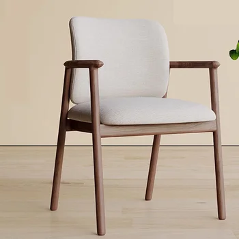 Japoniška medžio masyvo valgomojo kėdė Svetainė Odinis atlošas Porankiai Valgomojo kėdė Modernus minimalistinis Cadeiras virtuvės baldai