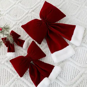  Kalėdiniai lankai Dideli eglutės papuošalai Dideli raudoni minkšti lankai Kalėdų eglutės viršūnės ornamentui Šventinių vainikų dekoravimas