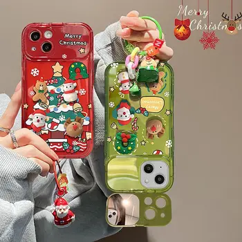  Kalėdinis pakabukas Sniego senio Kalėdų senelio animacinis telefono dėklas, skirtas iPhone 15 Pro Max 15 Plus, skirtas iPhone 14 Pro Max Cover Xmas dovanos