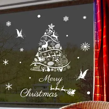  Kalėdų langų lipdukai Miela eglutė Sniego senis Briedis Snaigė PVC lipdukai Nuimamos stiklinės durys Langas Sienų lipdukai