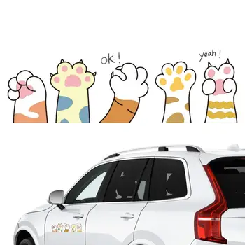  Katės letenos atspausdina lipdukus Mieli automobilio lipdukai langams Jokių pažeidimų dažant vandeniui atsparius mielus automobilio buferio lipdukus Raudonas gėlių raštas