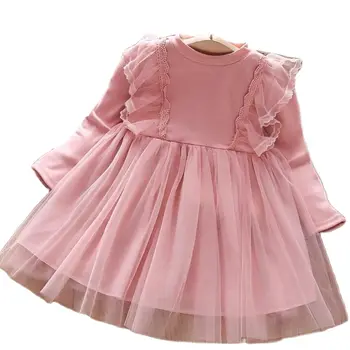  Kids Girls Dress Spring Children Toddler Baby Princess Dresses Vestidos Girl's Clothing Fashion Nėriniuota Marlės suknelė
