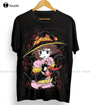  Konosuba Megumin marškinėliai Waifu Kawaii Anime Japonų Unisex Juodos trumpos rankovės Kalėdų dovana Gatvės drabužiai Xs-5Xl marškinėliai