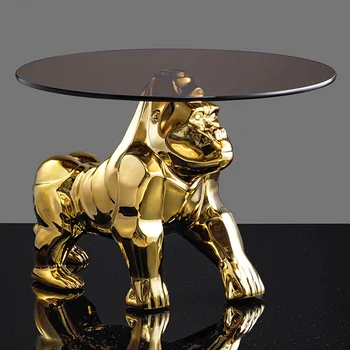  Kūrybiškas kavos staliukas Aštuonkojis Gorilos stiklo stalo dizainas Šviesus prabangus svetainės sofa šoninis stalas arbatos stalas namų dekoro baldai
