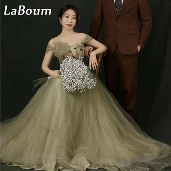  LaBoum Korean Lady Garden Prom suknelės nuo pečių aplikacijos Tiulis A linija Oficiali proga Vakaro vakarėlio suknelė Vestuvių nuotraukos