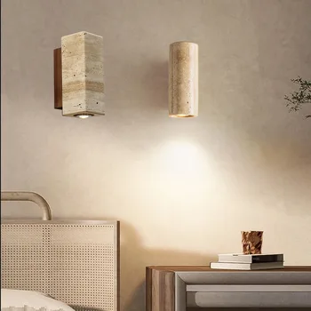  LED natūralaus akmens sieninis šviestuvas Art Wabi-sabi miegamasis retro sieninis šviestuvas medžio masyvo nakvynės namai koridorius Svetainė Foninis apšvietimas