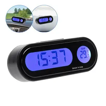  LED šviečiantys laikrodžiai Laiko termometras Car Mini skaitmeninis elektroninis laikrodis Laikrodis Automatinis prietaisų skydelis Laikrodžiai Automobilio stilius