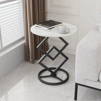  Lengvas prabangus paprastas galinis stalas Kūrybinis apvalus roko lėkštės kavos staliukas Moderni maža namų ūkio svetainė Metalinė maža sofa