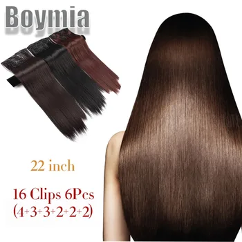  Long Straigh 16 Clip In Hair Extension Clip for Women Synthetic Hair 6Pcs/Set Hair Extension Clip In Ombre Fake Hairpiece BOYMIA