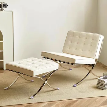  Lounge Nordic Kėdės Modernus prabangus odinis miegamasis Salonas Akcentas Fotelis Fotelis Atlošas Vienvietis skaitymas Fauteuil Svetainės baldai