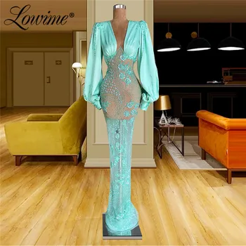  Lowime Middle East Dubai Women Party Dress Formal Long Evening Gown 2021 Plus Size Mermaid Celebrity Dresses Beaded Prom Dresses